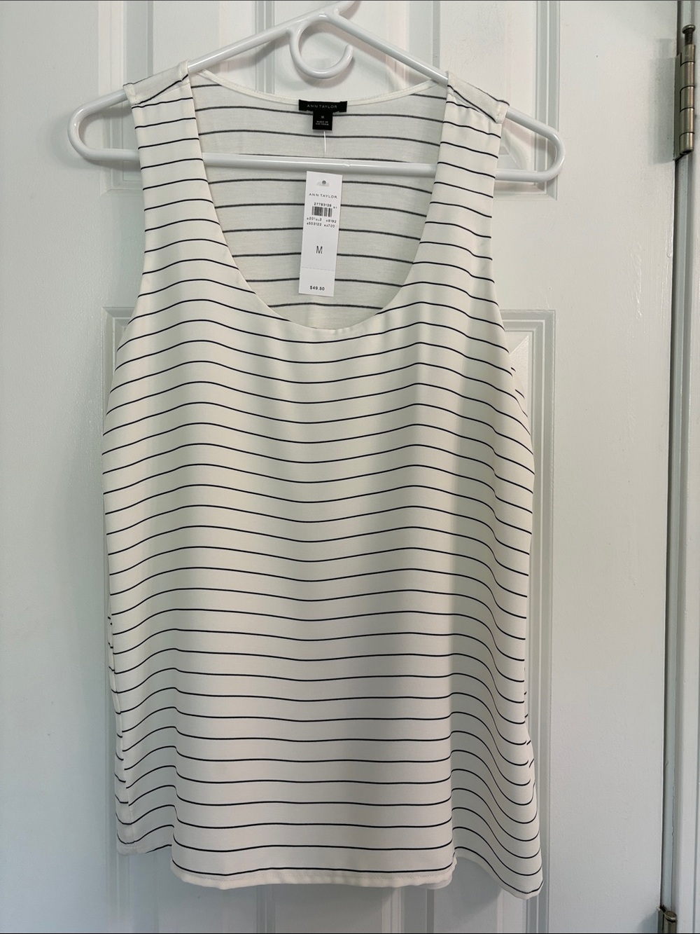 Ann Taylor White & Black Striped Sleeveless Tank Layering Top